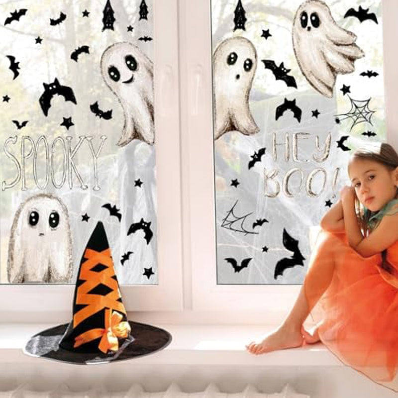 Söta & Roliga Halloween-Spöken Statiska Fönsterdekorationer