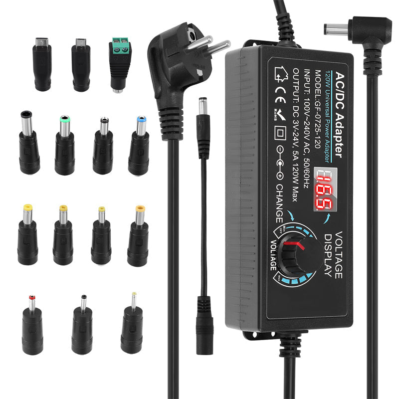 Justerbar 3V–24V 3A Universell AC/DC-Strömadapter