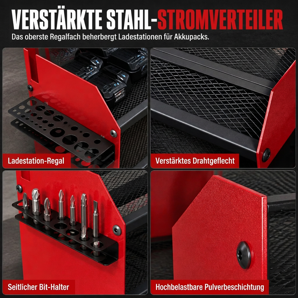 Väggmonterad verktygshållare & borrförvaring med krokar och batterihållare för garage