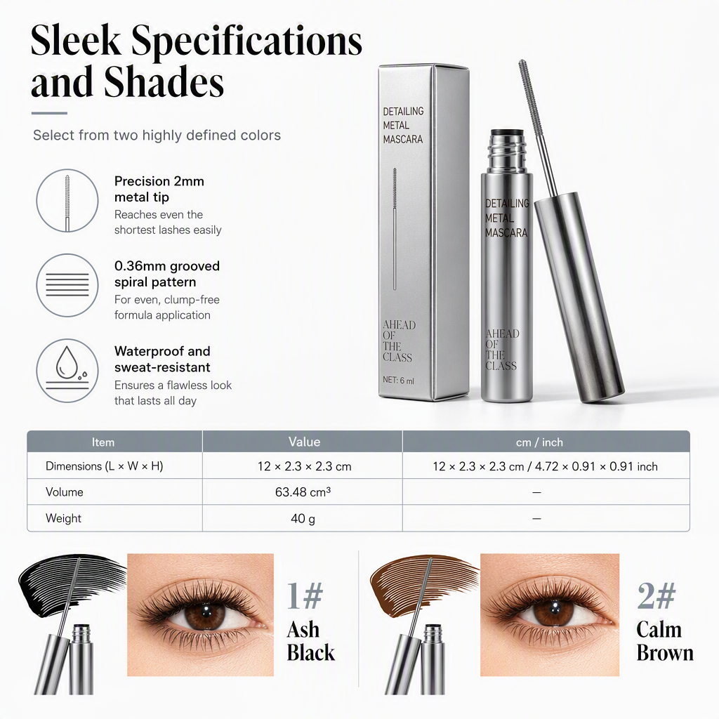 Vattenfast & Svettålig Mascara för Långvarig Längd och Böjning