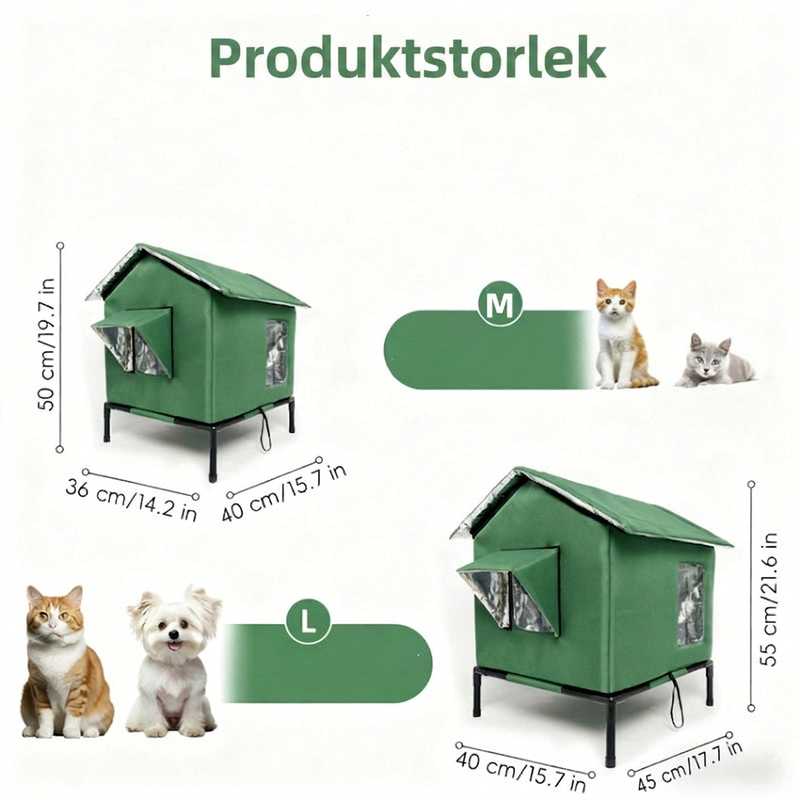 🏠🐈 Väderbeständig upphöjd utomhuskattkoja – Vattentät, isolerad och fällbar 🌧️