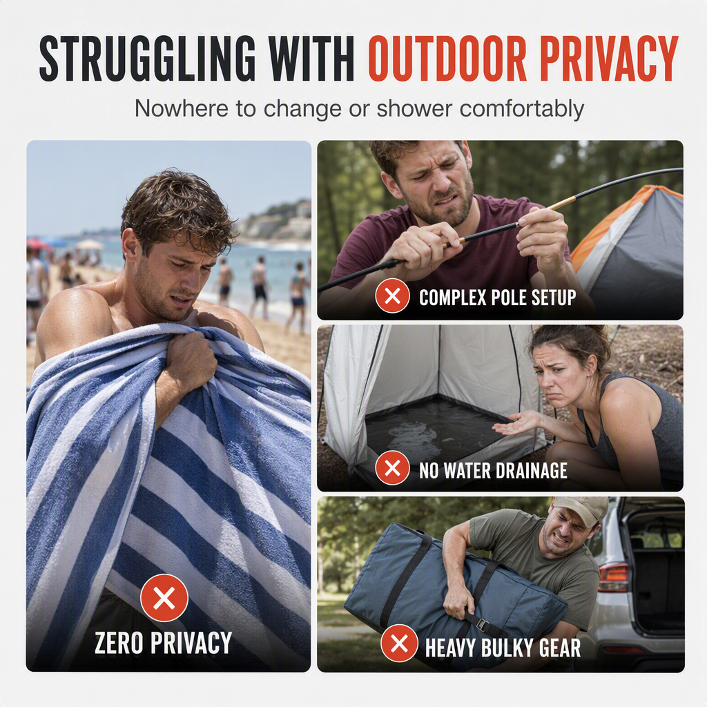 🏕️ TIDSBEGRÄNSAT 50 % RABATT 🚿 Portabelt duschtält för bilens baklucka – Snabb montering & avskildhet vid camping