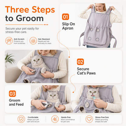 🐱 LIMITED-TIME 50% OFF 🥻 Pet Cuddling Apron — Leg Holes, Scratch-Resistant, Hands-Free Grooming