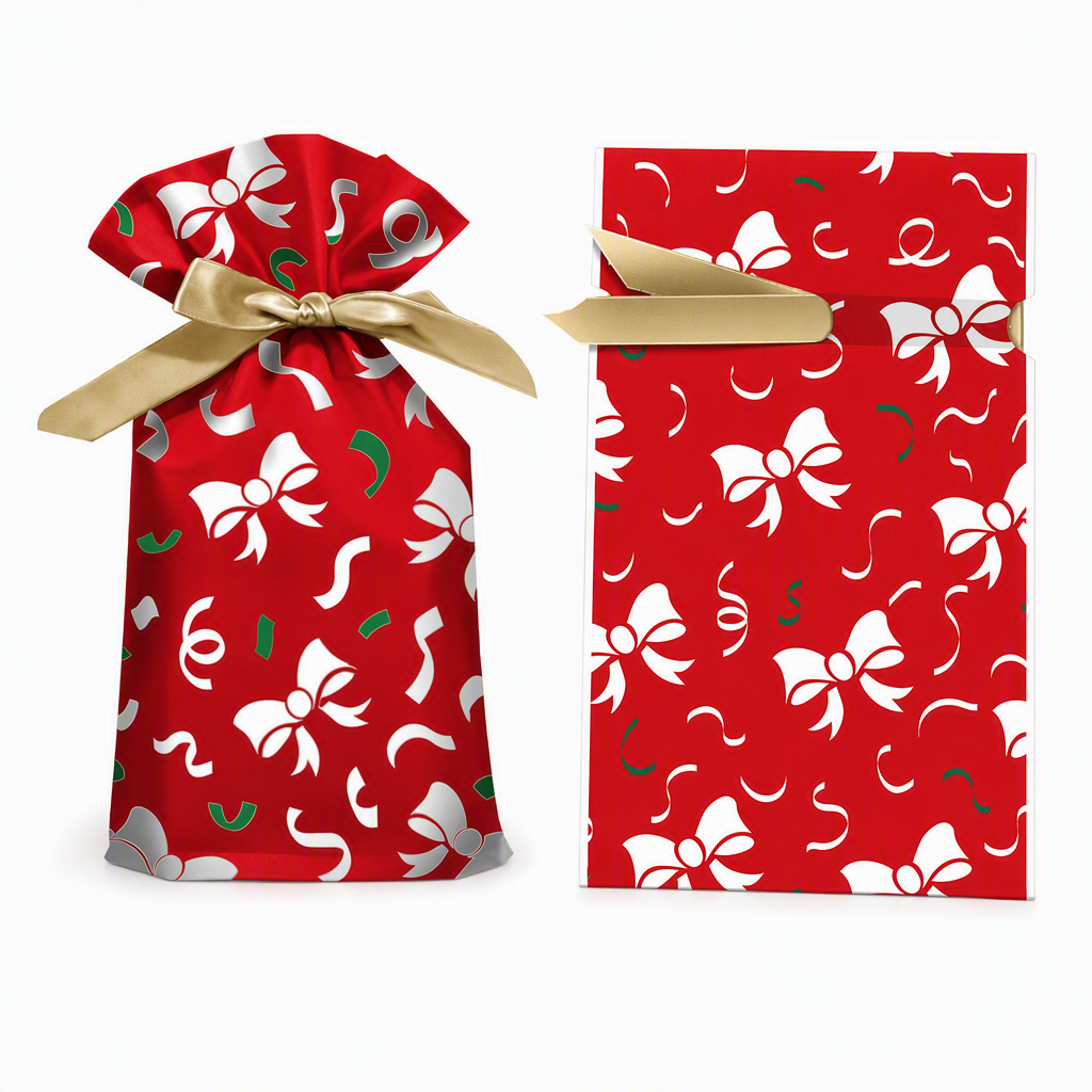⏳ Tidsbegränsad 50 % rabatt ⏰ Julklappspåsar med dragsko och band, 50 st 🎄🎁