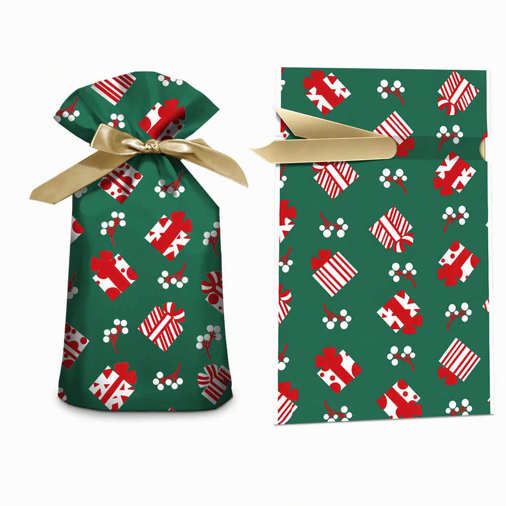 ⏳ Tidsbegränsad 50 % rabatt ⏰ Julklappspåsar med dragsko och band, 50 st 🎄🎁