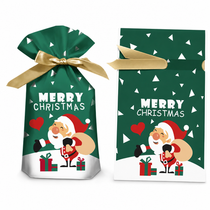 ⏳ Tidsbegränsad 50 % rabatt ⏰ Julklappspåsar med dragsko och band, 50 st 🎄🎁