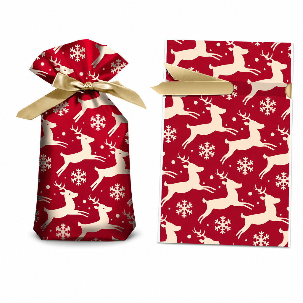 ⏳ Tidsbegränsad 50 % rabatt ⏰ Julklappspåsar med dragsko och band, 50 st 🎄🎁