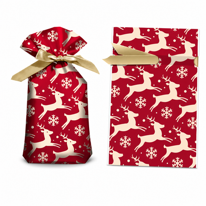 ⏳ Tidsbegränsad 50 % rabatt ⏰ Julklappspåsar med dragsko och band, 50 st 🎄🎁