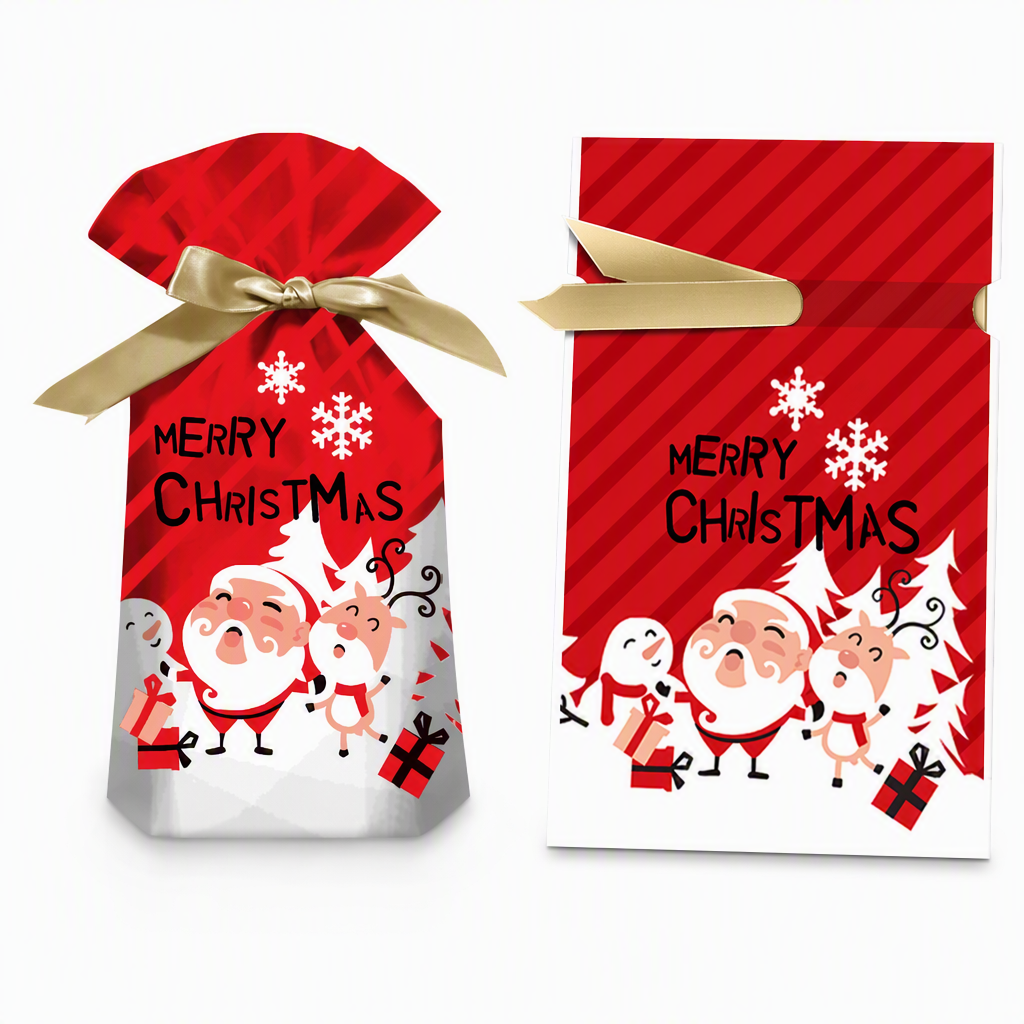 ⏳ Tidsbegränsad 50 % rabatt ⏰ Julklappspåsar med dragsko och band, 50 st 🎄🎁