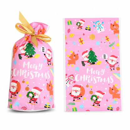 ⏳ Tidsbegränsad 50 % rabatt ⏰ Julklappspåsar med dragsko och band, 50 st 🎄🎁