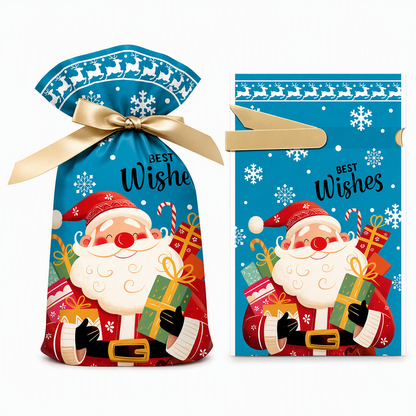 ⏳ Tidsbegränsad 50 % rabatt ⏰ Julklappspåsar med dragsko och band, 50 st 🎄🎁