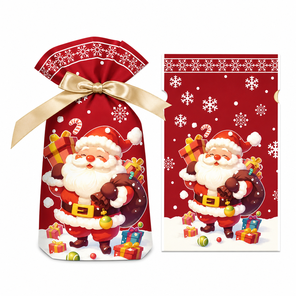 ⏳ Tidsbegränsad 50 % rabatt ⏰ Julklappspåsar med dragsko och band, 50 st 🎄🎁