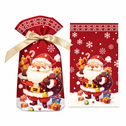 ⏳ Tidsbegränsad 50 % rabatt ⏰ Julklappspåsar med dragsko och band, 50 st 🎄🎁