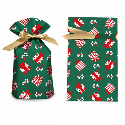 ⏳ Tidsbegränsad 50 % rabatt ⏰ Julklappspåsar med dragsko och band, 50 st 🎄🎁