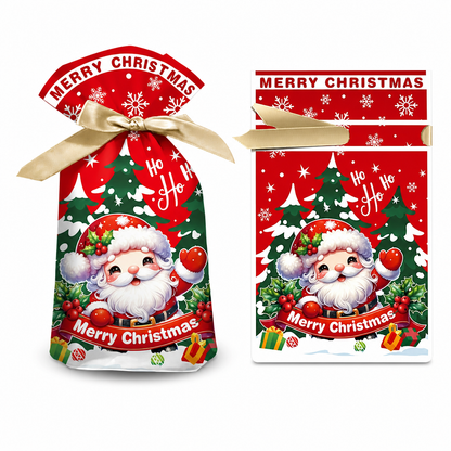 ⏳ Tidsbegränsad 50 % rabatt ⏰ Julklappspåsar med dragsko och band, 50 st 🎄🎁