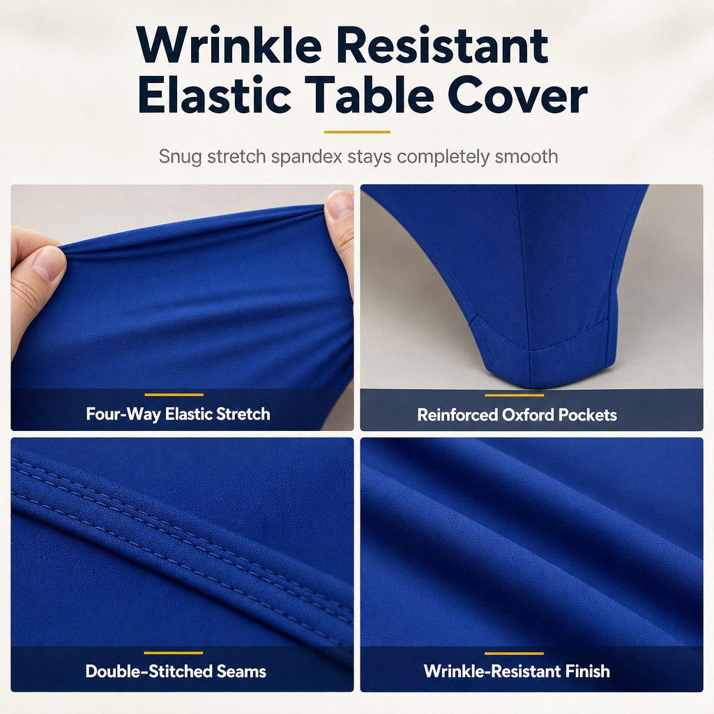 Stretch Tablecloth Elastic Rectangular Table Cover for Weddings Banquets and Meetings