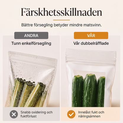 Återanvändbara förtjockade matförvaringspåsar
