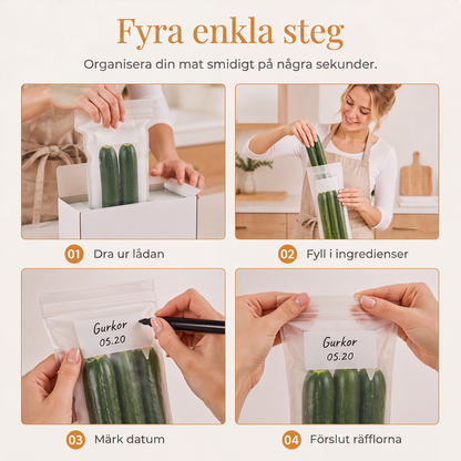 Återanvändbara förtjockade matförvaringspåsar