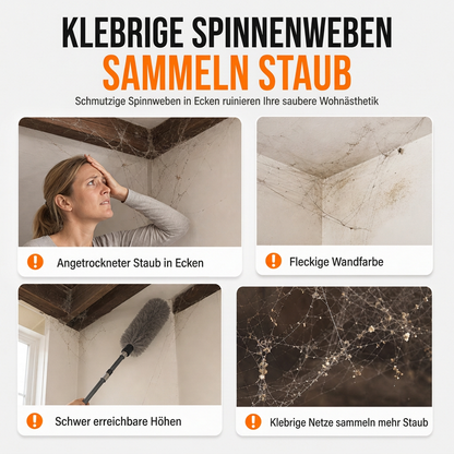 Spindelwebsborttagningsspray och vägrengöringsmedel för tak och hörn i hemmet – säker dammrengöring för väggar