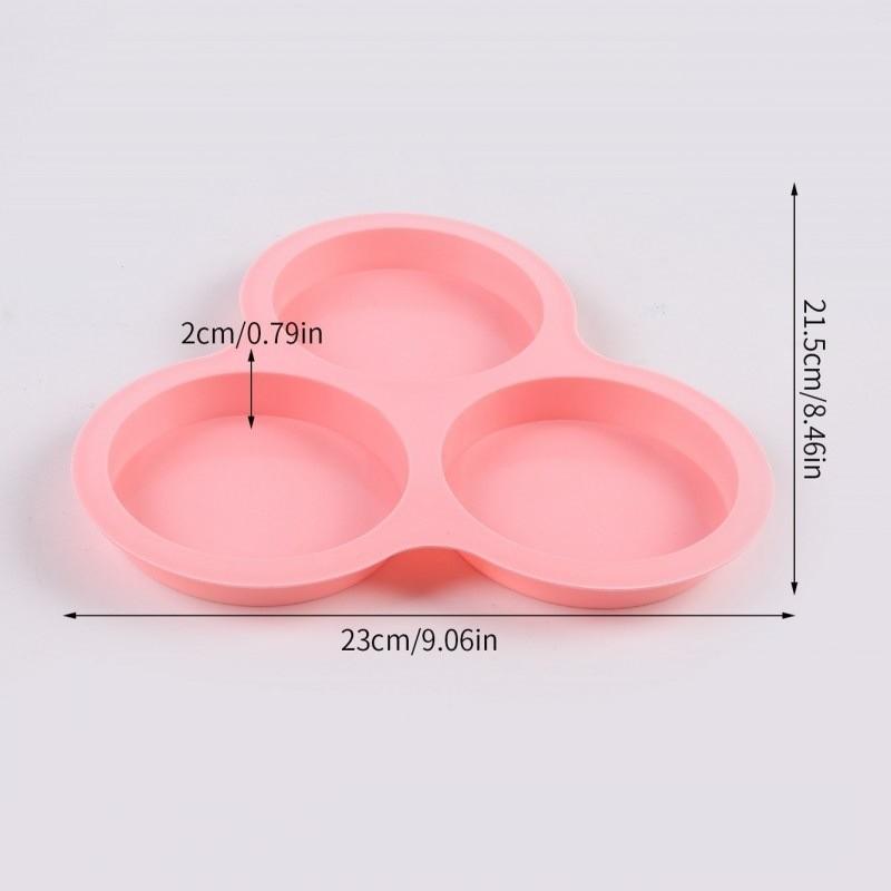 3-håligs 10 cm rund cylindrisk silikonkaksform – DIY bakform för regnbågstårta och pizza