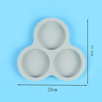 3-håligs 10 cm rund cylindrisk silikonkaksform – DIY bakform för regnbågstårta och pizza