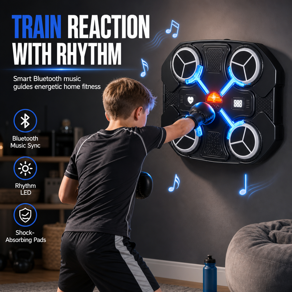 Elektroniskt musikboxningsmål för barn med rytmreaktionsträning för hemfitness och stressavlastning