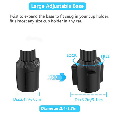 ⏳🔥 TIDSBEGRÄNSAT 50% RABATT! 🚗 Matbricka för bilens mugghållare: 360° rotation, utdragbar yta, mobilhållare & verktygsfri montering