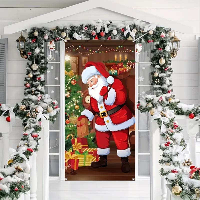 Juligt dörröverdrag för snabb och stämningsfull juldekoration (90 × 180 cm)