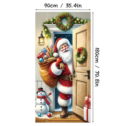 Juligt dörröverdrag för snabb och stämningsfull juldekoration (90 × 180 cm)