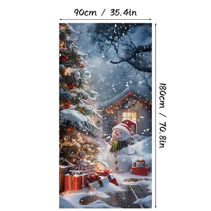 Juligt dörröverdrag för snabb och stämningsfull juldekoration (90 × 180 cm)