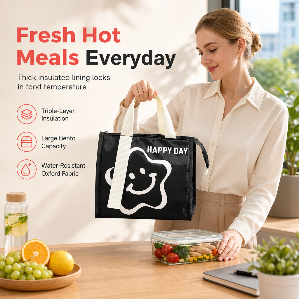 🍱 50% RABATT! ✨ Isolerad förtjockad lunchväska – Håller maten varm/kall, vattenavvisande & rymlig lunchbag