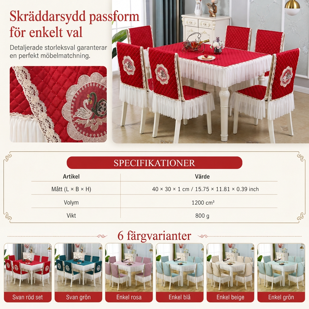 Modernt minimalistiskt set med bordsduk och stolsöverdrag för matsal, hushållsbordsduk och stolsdyna skydd