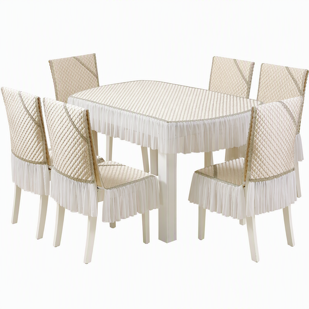 Modernt minimalistiskt set med bordsduk och stolsöverdrag för matsal, hushållsbordsduk och stolsdyna skydd