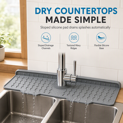 Cuttable Food Grade Silicone Faucet Splash Guard Mat Thickened Sloped Kitchen Sink Draining Pad with Pattern