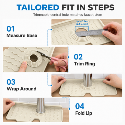 Cuttable Food Grade Silicone Faucet Splash Guard Mat Thickened Sloped Kitchen Sink Draining Pad with Pattern