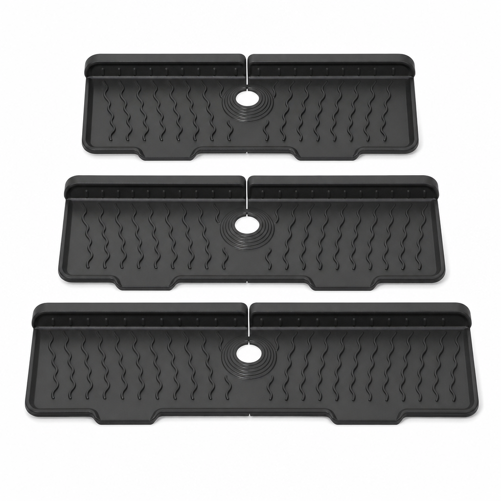 Cuttable Food Grade Silicone Faucet Splash Guard Mat Thickened Sloped Kitchen Sink Draining Pad with Pattern