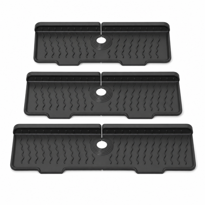 Cuttable Food Grade Silicone Faucet Splash Guard Mat Thickened Sloped Kitchen Sink Draining Pad with Pattern