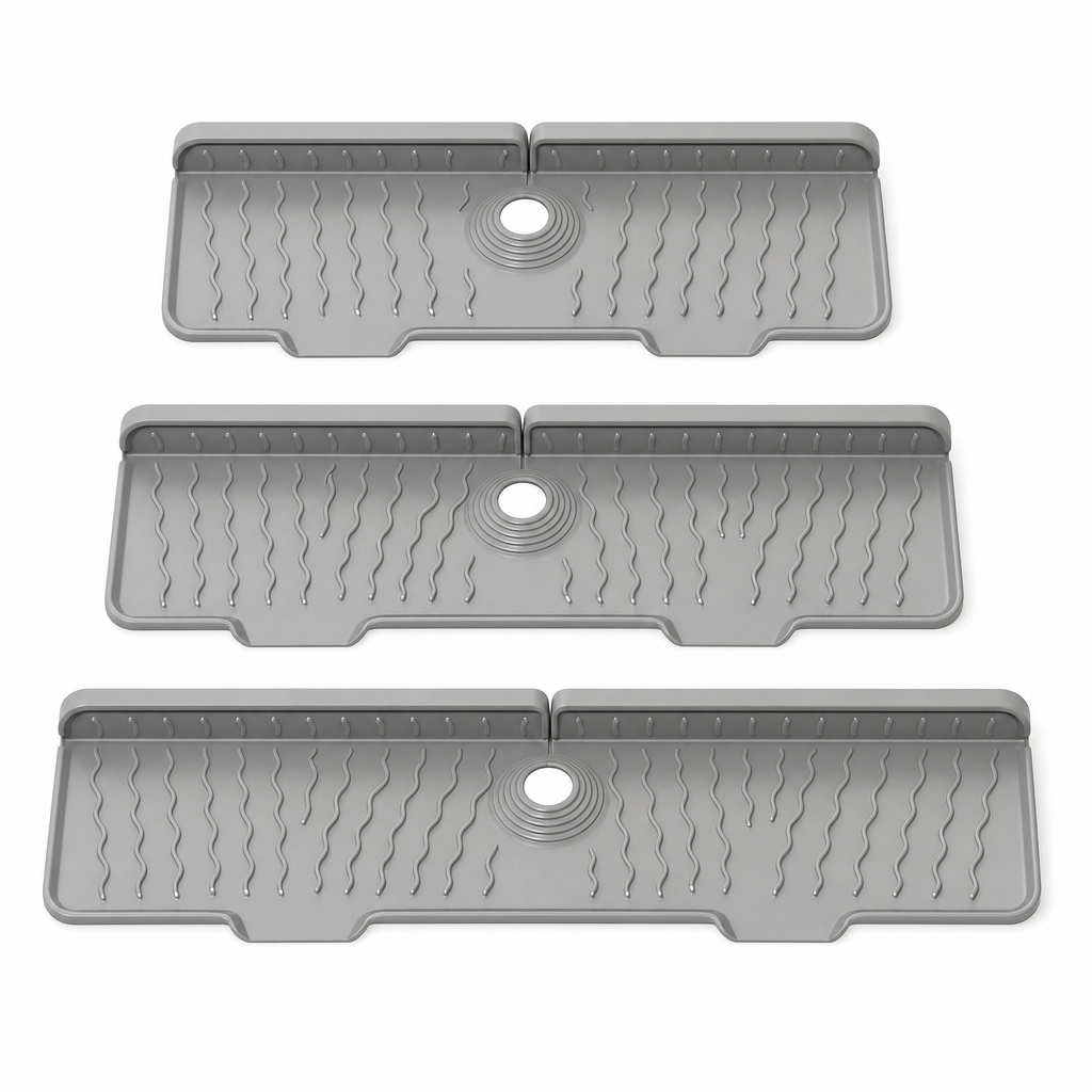 Cuttable Food Grade Silicone Faucet Splash Guard Mat Thickened Sloped Kitchen Sink Draining Pad with Pattern