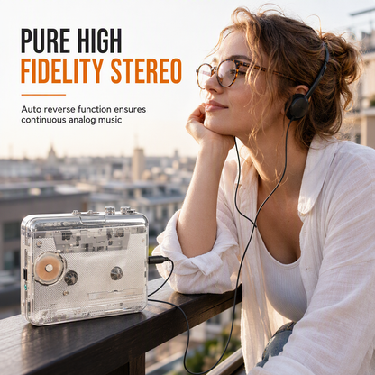 📢📢50% RABATT NU!! ⏰Transparent bärbar kassettbandspelare och kassett till MP3-omvandlare med USB-C