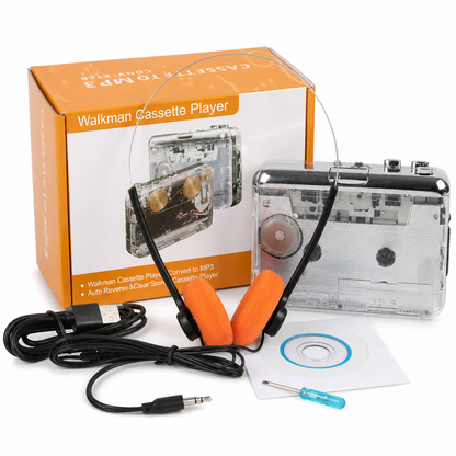 📢📢50% RABATT NU!! ⏰Transparent bärbar kassettbandspelare och kassett till MP3-omvandlare med USB-C