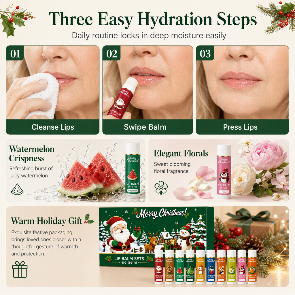 🔥🎁Nyhet 50 % RABATT🔥Julpaket med fuktgivande läppbalsam