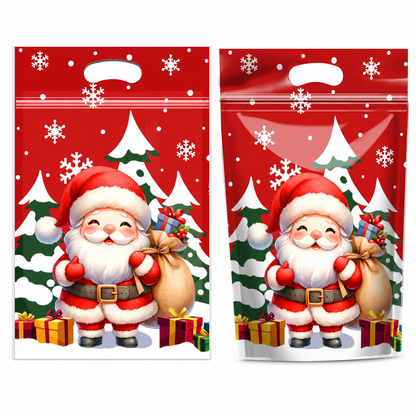 📢📢50 % RABATT !! ⏰50-pack julgodispåsar, stående dragkedjepåsar med tecknade motiv för förpackning av snöflingeskorpor, kakor och bakade livsmedel