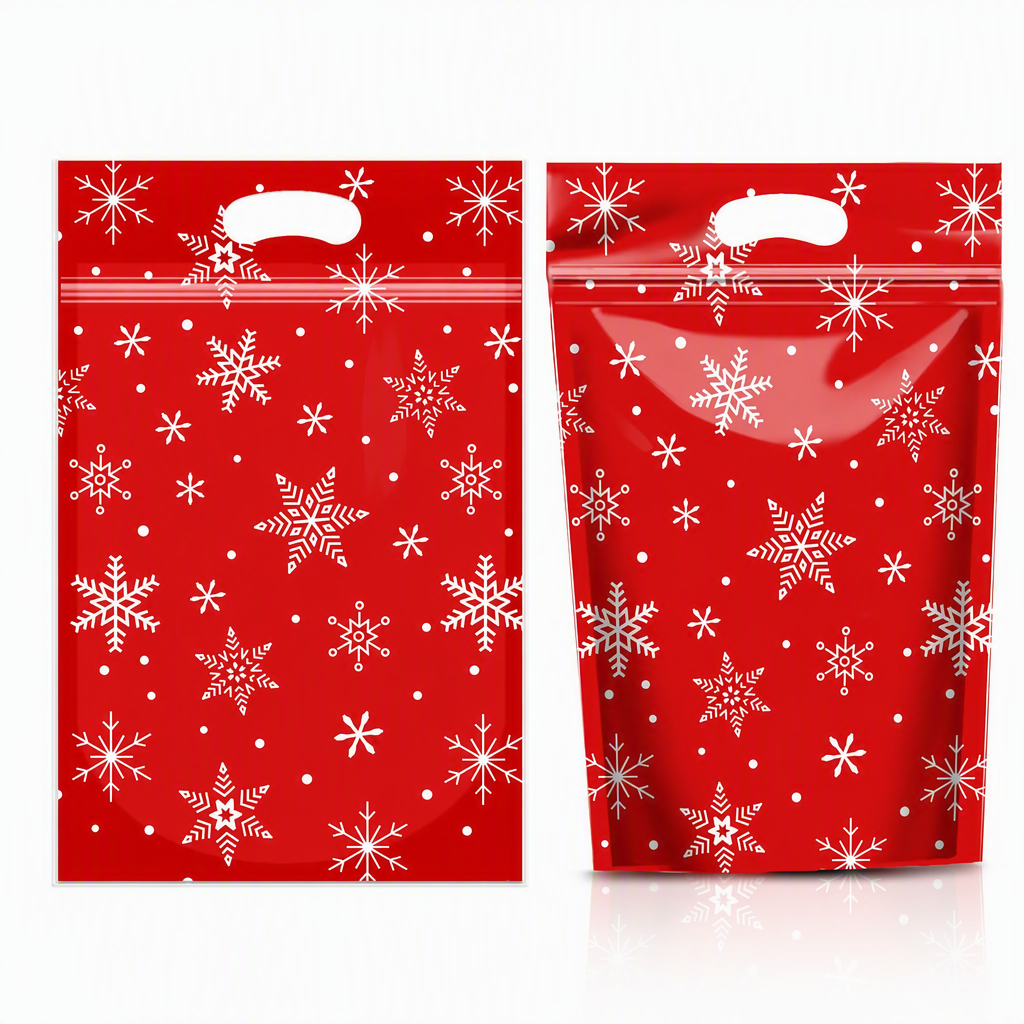 📢📢50 % RABATT !! ⏰50-pack julgodispåsar, stående dragkedjepåsar med tecknade motiv för förpackning av snöflingeskorpor, kakor och bakade livsmedel