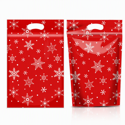 📢📢50 % RABATT !! ⏰50-pack julgodispåsar, stående dragkedjepåsar med tecknade motiv för förpackning av snöflingeskorpor, kakor och bakade livsmedel