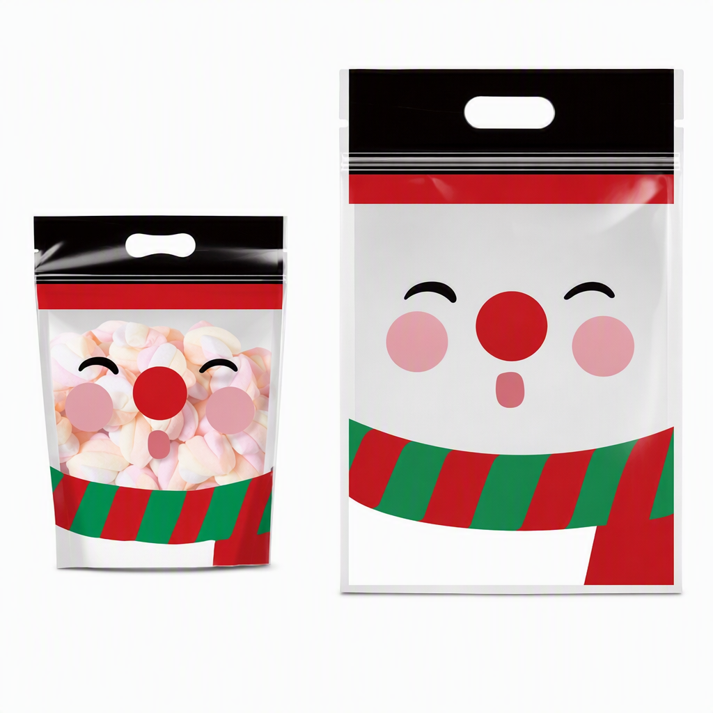 📢📢50 % RABATT !! ⏰50-pack julgodispåsar, stående dragkedjepåsar med tecknade motiv för förpackning av snöflingeskorpor, kakor och bakade livsmedel