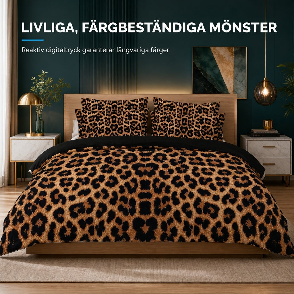💥 50% rabatt – Geometriskt anime-sängklädesset med leopardmönster,  2–3-delat set: påslakan & örngott ✨🛌