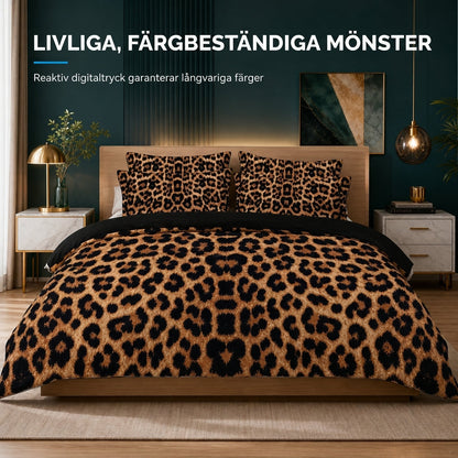 💥 50% rabatt – Geometriskt anime-sängklädesset med leopardmönster,  2–3-delat set: påslakan & örngott ✨🛌