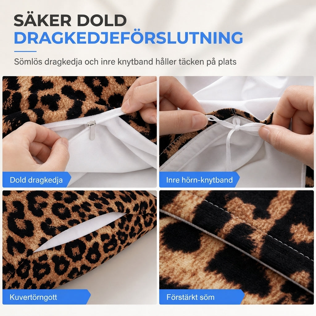 💥 50% rabatt – Geometriskt anime-sängklädesset med leopardmönster,  2–3-delat set: påslakan & örngott ✨🛌