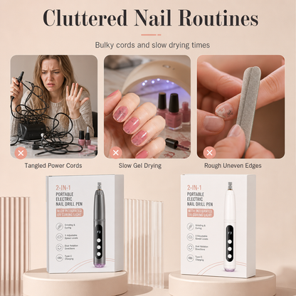 💅 50% RABATT! ✨ Bärbar elektrisk nageldrill & nagelslip – Sladdlös manikyrmaskin för polering, gellackborttagning & nagelvård