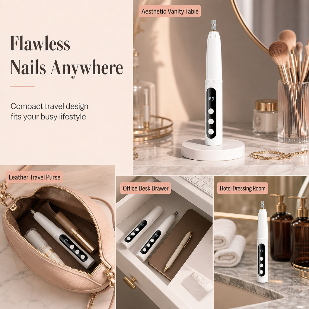 💅 50% RABATT! ✨ Bärbar elektrisk nageldrill & nagelslip – Sladdlös manikyrmaskin för polering, gellackborttagning & nagelvård